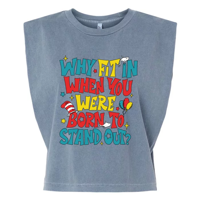 Why Fit In When You Were Born To Stand Out Autism Awareness Garment-Dyed Women's Muscle Tee