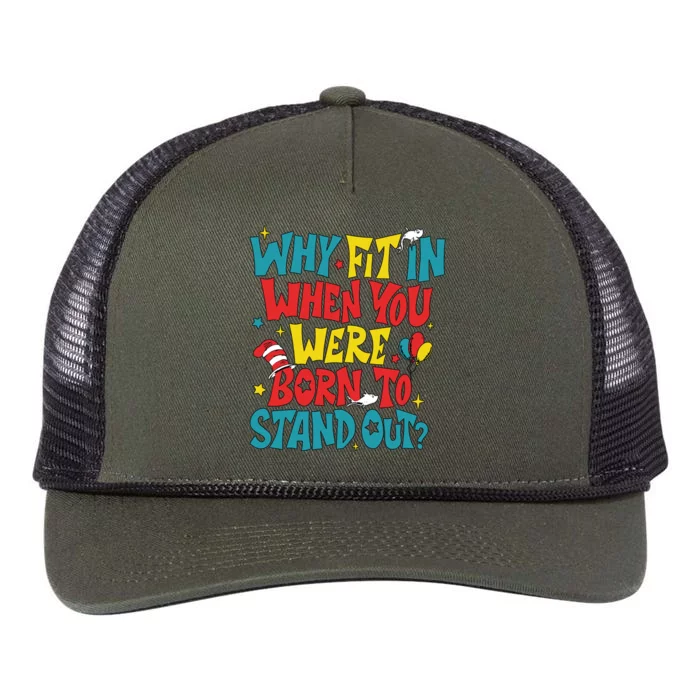 Why Fit In When You Were Born To Stand Out Autism Awareness Retro Rope Trucker Hat Cap