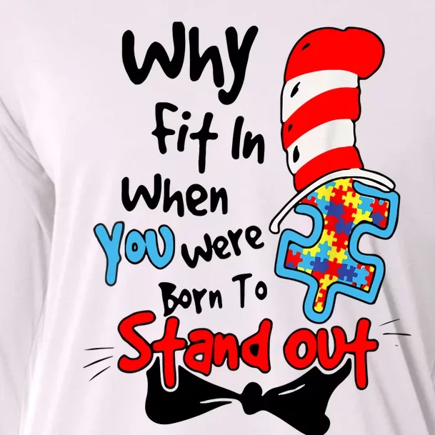 Why Fit In Autism Awareness Doctor Teacher Hat Cat Book Cooling Performance Long Sleeve Crew