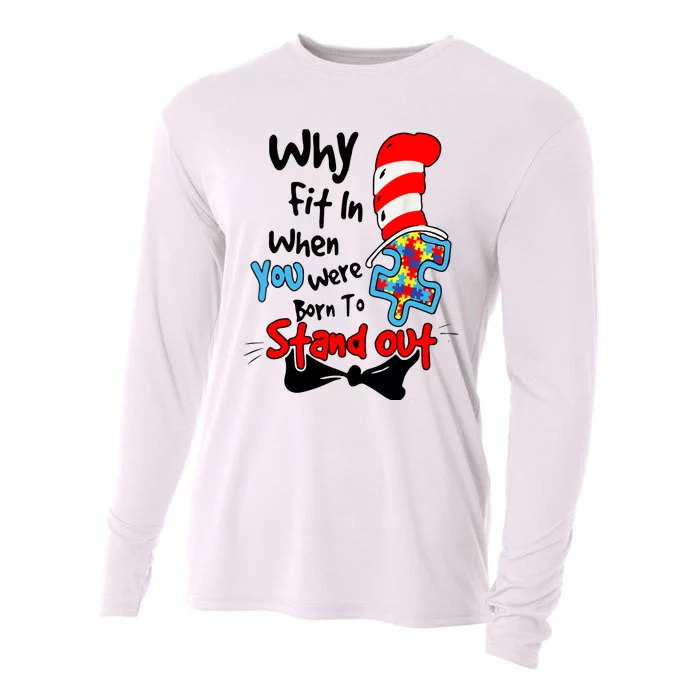 Why Fit In Autism Awareness Doctor Teacher Hat Cat Book Cooling Performance Long Sleeve Crew