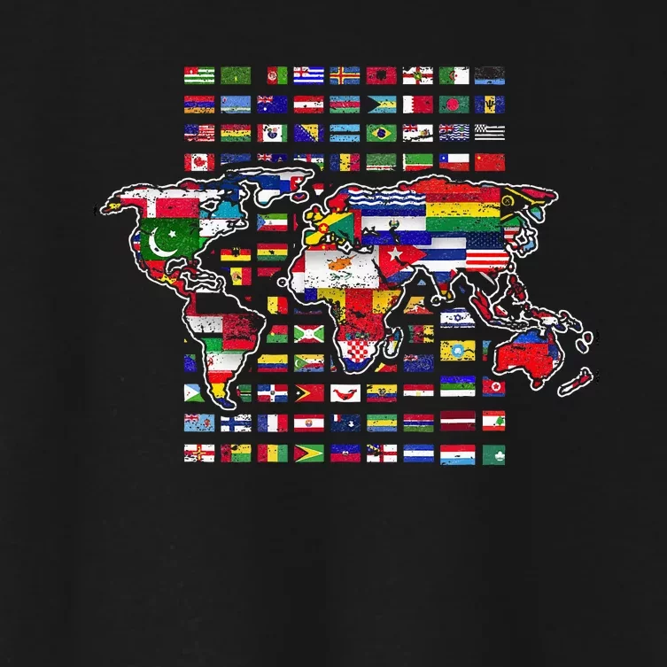 World Flags International Countries Traveling World Map Women's Crop Top Tee