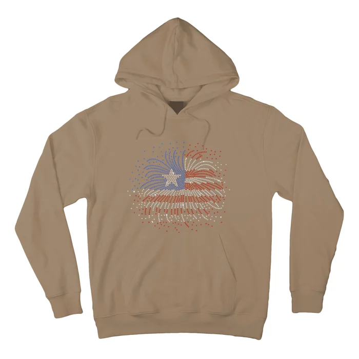 Wavy Flag Inside A Firework 4th Of July Bling Flag Usa Funny Hoodie