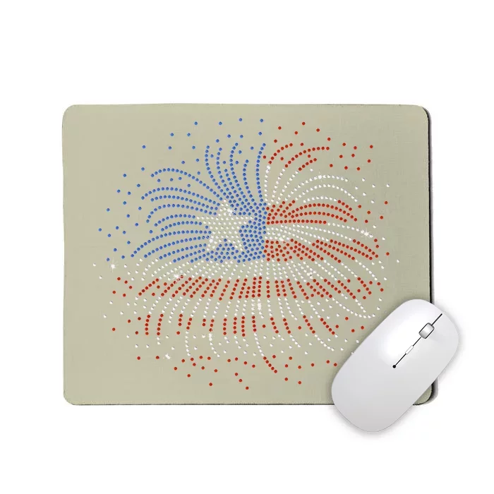 Wavy Flag Inside A Firework 4th Of July Bling Flag Usa Funny Mousepad