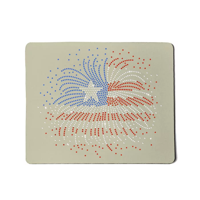 Wavy Flag Inside A Firework 4th Of July Bling Flag Usa Funny Mousepad