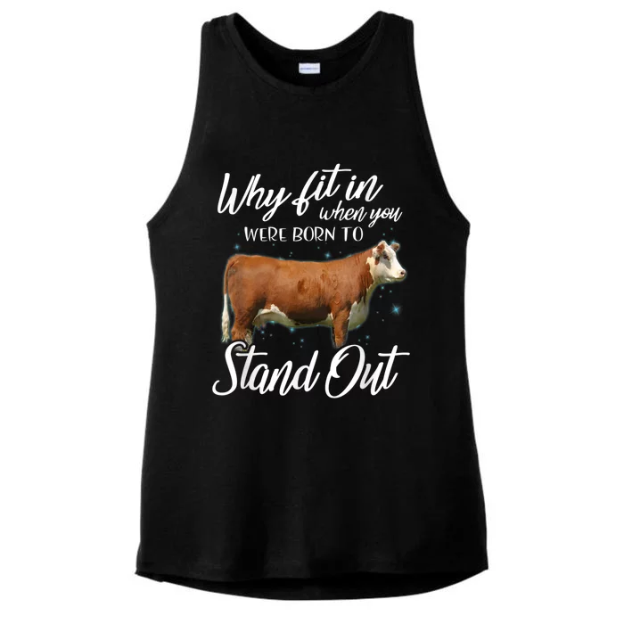 Why Fit In When You Were Born To Stand Out Hereford Cattle Ladies Tri-Blend Wicking Tank