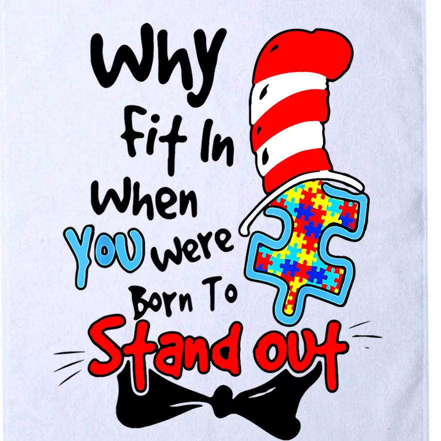 Why Fit In Autism Awareness Doctor Teacher Cat In Hat Book Platinum Collection Golf Towel