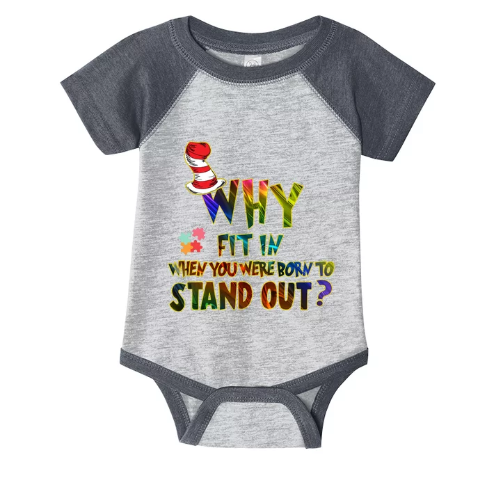 Why Fit In When You Were Born To Stand Out Autism Awareness Infant Baby Jersey Bodysuit