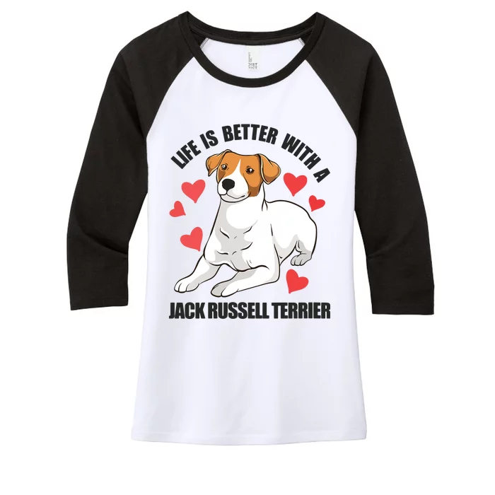 Womens Funny Jack Russel Life Is Better With A Jack Russell Terrier Women's Tri-Blend 3/4-Sleeve Raglan Shirt