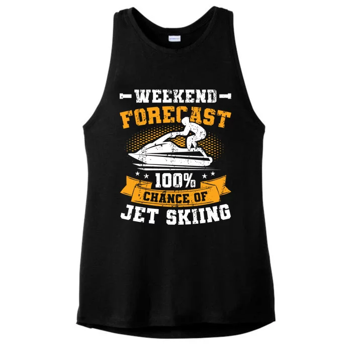 Weekend Forecast Jet Skiing Funny Jet Ski Gift Ladies Tri-Blend Wicking Tank