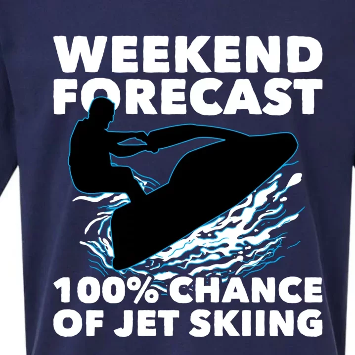 Weekend Forecast Jet Skiing Gift Skier Motorboat Racer Gift Sueded Cloud Jersey T-Shirt