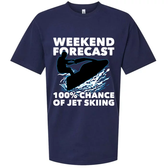 Weekend Forecast Jet Skiing Gift Skier Motorboat Racer Gift Sueded Cloud Jersey T-Shirt