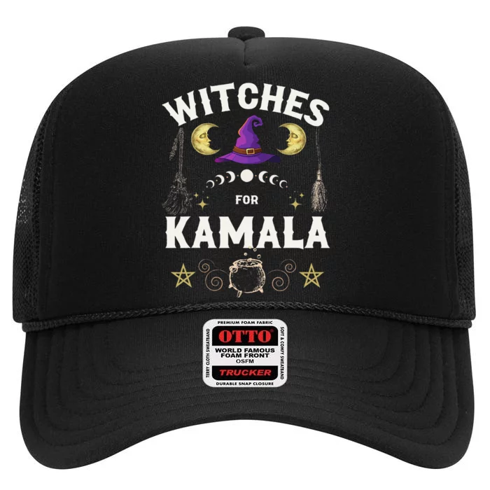 Witches For Kamala Harris Political Election High Crown Mesh Trucker Hat