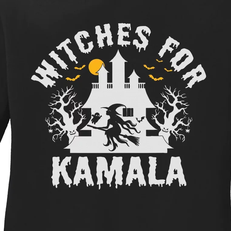 Witches For Kamala Harris 2024 President Happy Halloween Ladies Long Sleeve Shirt