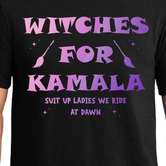 Witches For Kamala Suit Up Ladies We Ride At Dawn Halloween Pajama Set