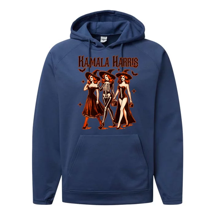 Witches For Kamala Harris Election 2024 Halloween Vote Performance Fleece Hoodie