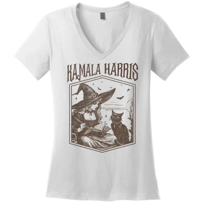 Witches For Kamala Harris Election 2024 Halloween Vote Women's V-Neck T-Shirt