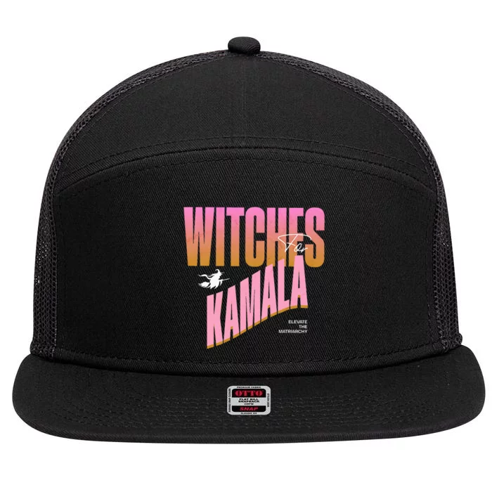 Witches For Kamala Funny Halloween 2024 7 Panel Mesh Trucker Snapback Hat