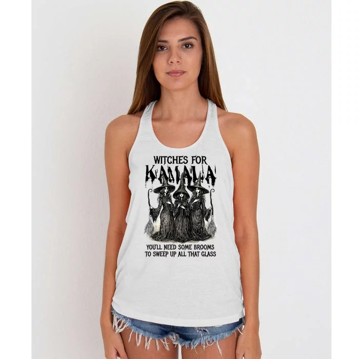 Witches For Kamala YouLl Need Some Brooms To Sweep Up All Women's Knotted Racerback Tank