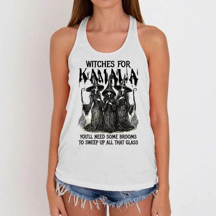 Witches For Kamala YouLl Need Some Brooms To Sweep Up All Women's Knotted Racerback Tank