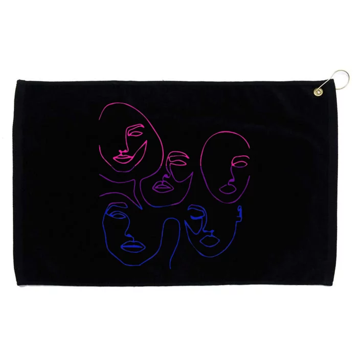 Woman Face Line Art LGBTQ Cool Bisexual Pride Bi Flag Color Grommeted Golf Towel