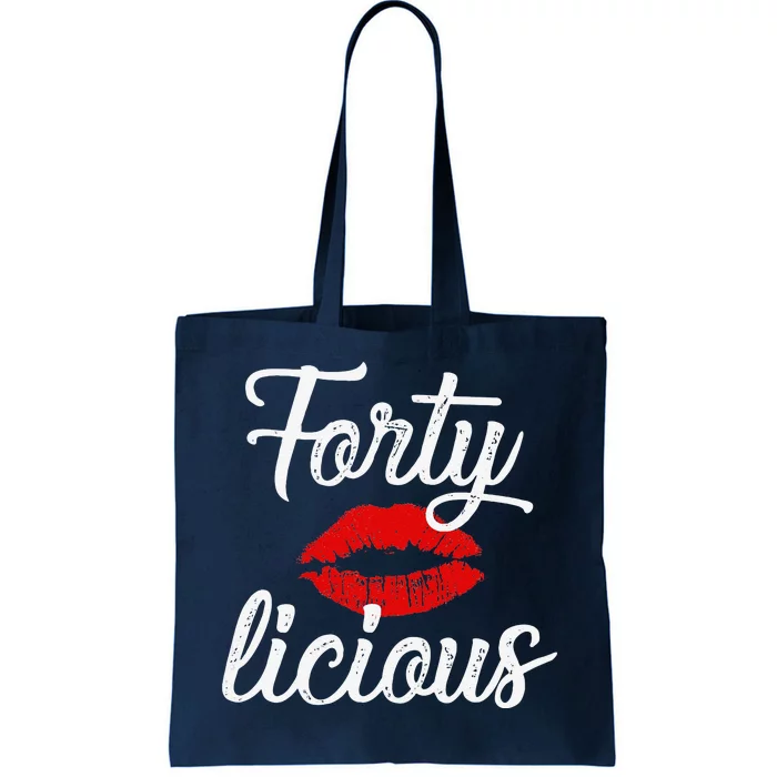 Wo Forty Licious Sexy Lips Funny 40th Birthday Party Tote Bag