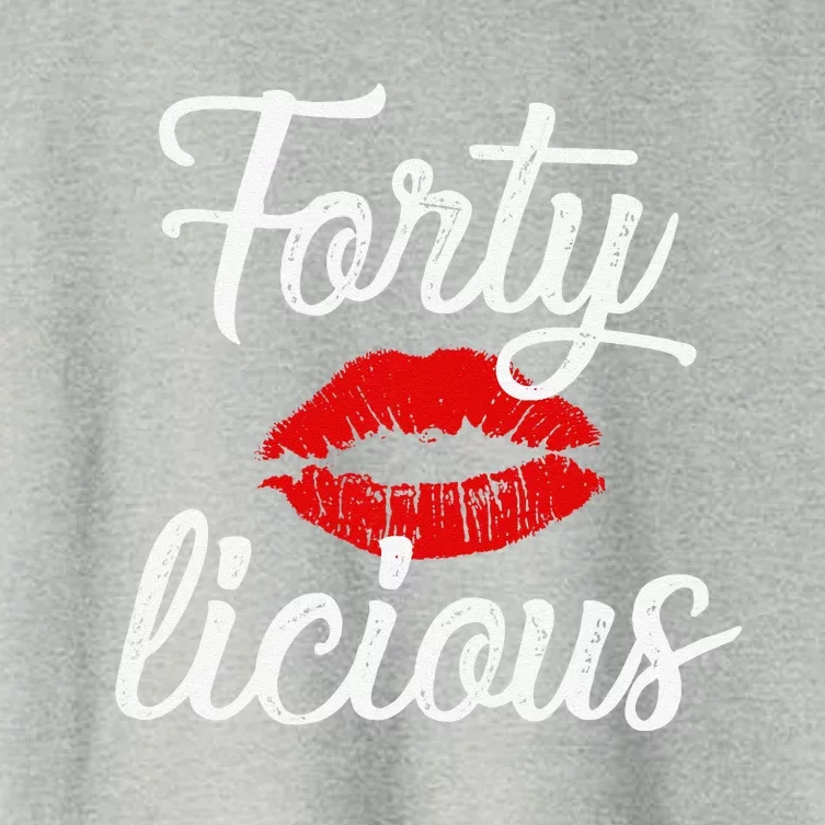 Wo Forty Licious Sexy Lips Funny 40th Birthday Party Women's Crop Top Tee