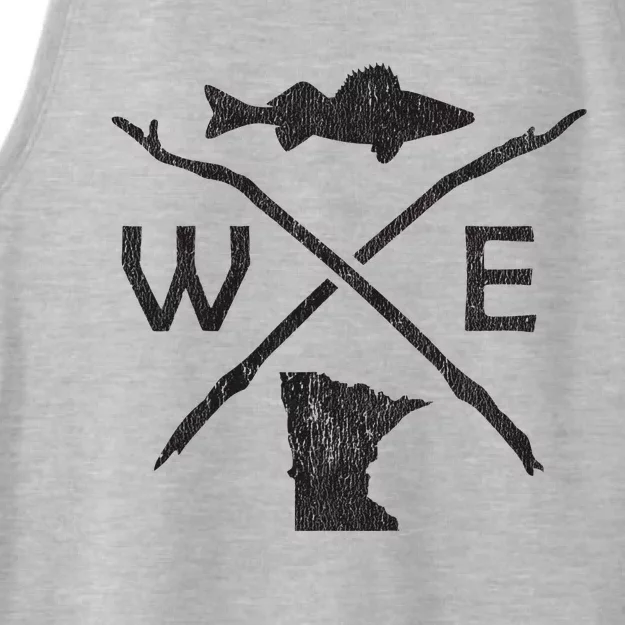 Walleye Fishing Minnesota Walleye Fishing Compass Ladies Tri-Blend Wicking Tank