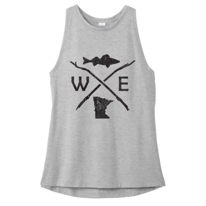 Walleye Fishing Minnesota Walleye Fishing Compass Ladies Tri-Blend Wicking Tank