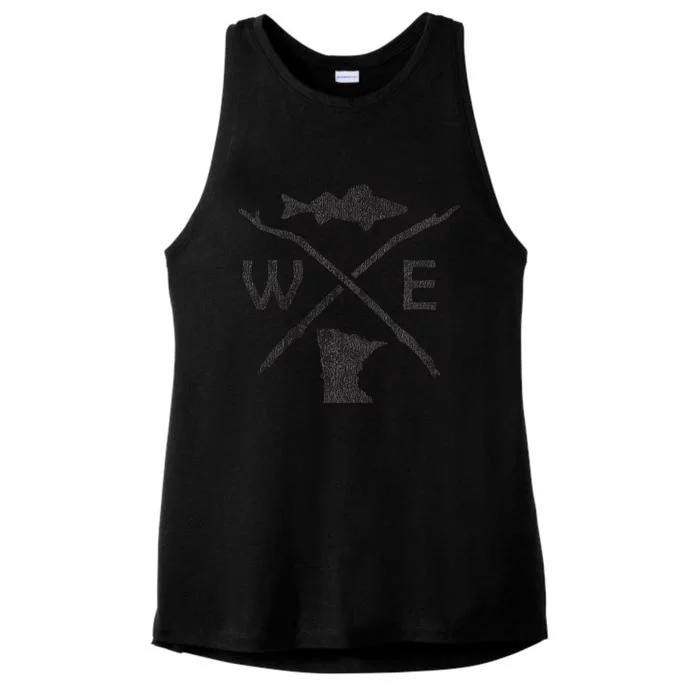 Walleye Fishing Minnesota Walleye Fishing Compass Gift Ladies Tri-Blend Wicking Tank