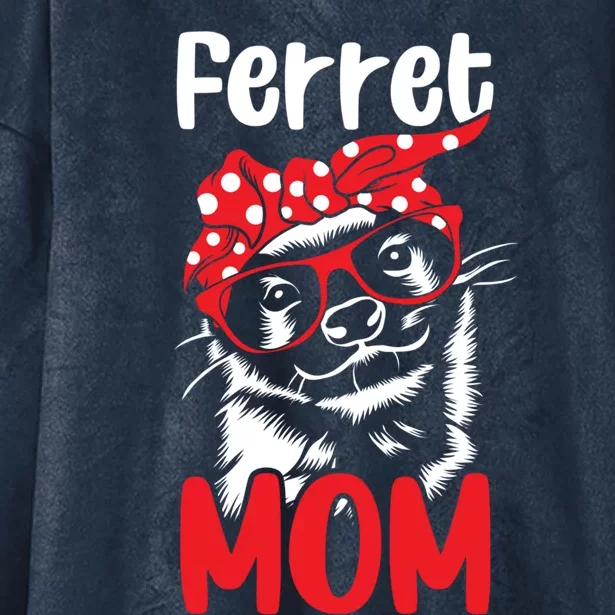 Wo Ferret Mom Red Bandanna Funny Weasel Cute Gift Hooded Wearable Blanket