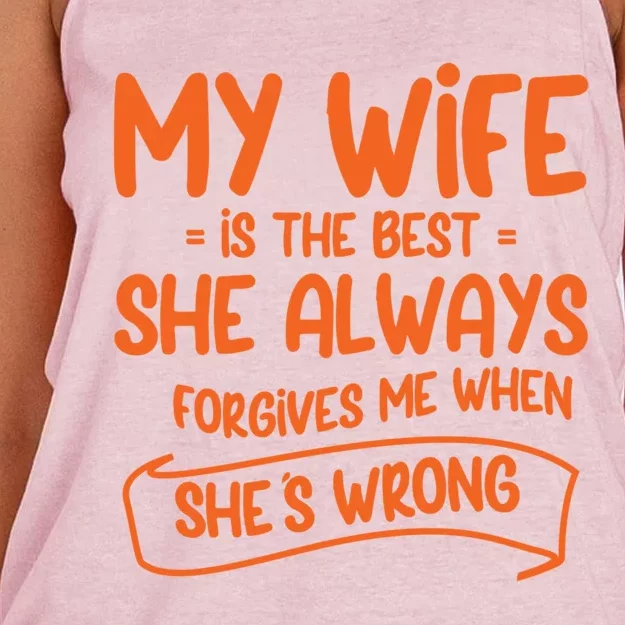 Wife Forgives Me Even When Wrong Love And Understanding Cute Gift Women's Knotted Racerback Tank