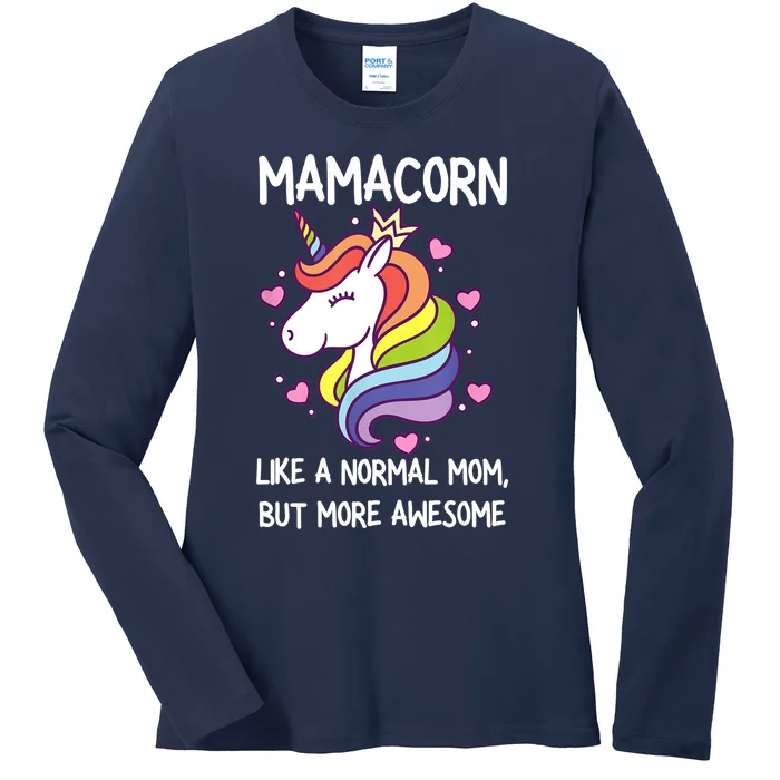 Wo Funny Mamacorn Unicorn Costume Mom Mother's Day Ladies Long Sleeve Shirt