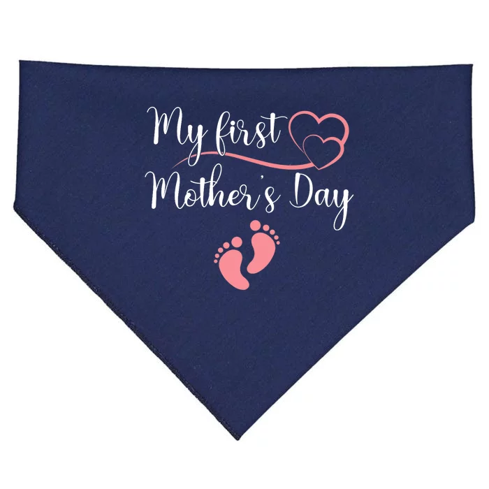 Wo First Mothers Day Mothers Day Pregnancy Announcement USA-Made Doggie Bandana