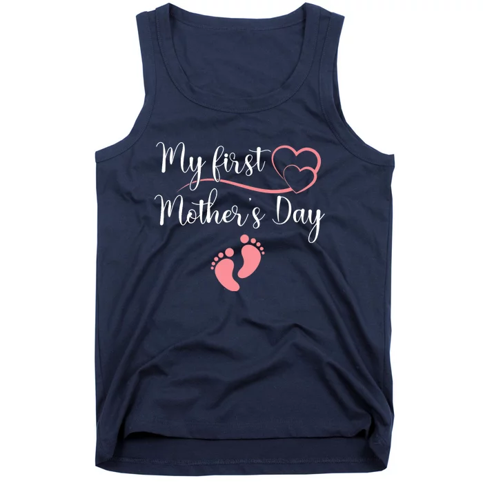 Wo First Mothers Day Mothers Day Pregnancy Announcement Tank Top