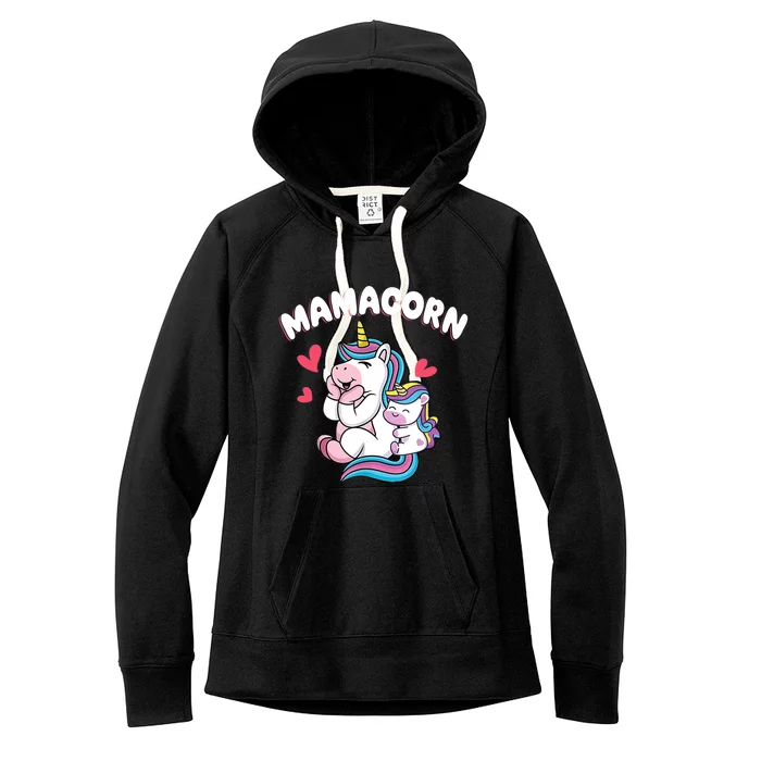 Wo Funny Mamacorn Unicorn Costume Mom Mother's Day Women's Fleece Hoodie