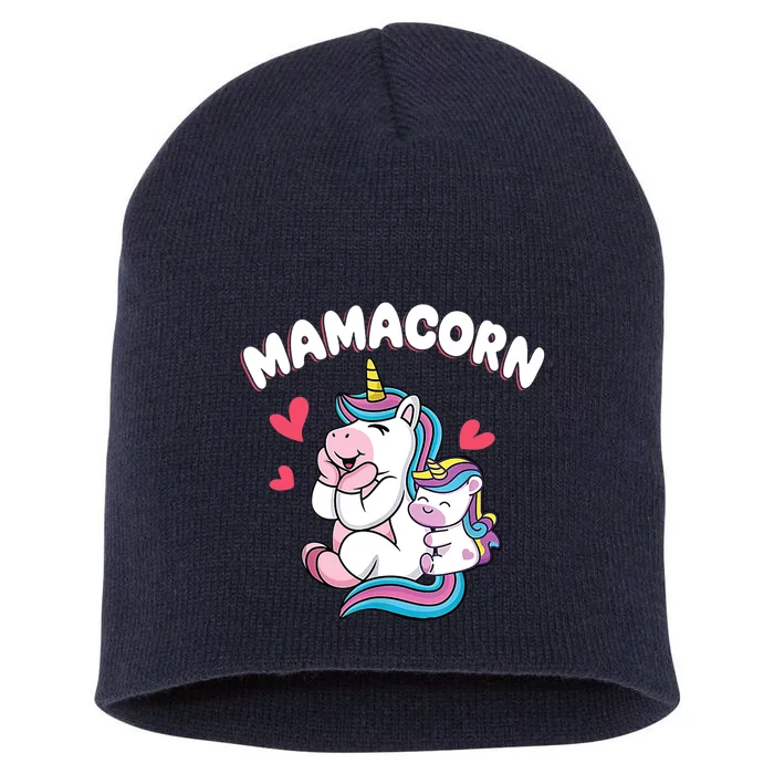 Wo Funny Mamacorn Unicorn Costume Mom Mother's Day Short Acrylic Beanie