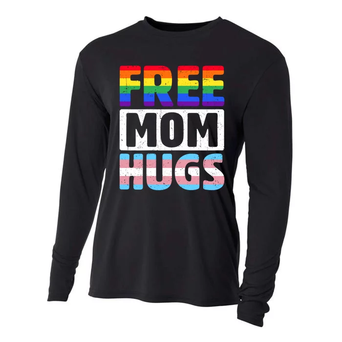 Womens Free Mom Hugs LGBTQ Gay Pride Month Proud Ally Mom Cooling Performance Long Sleeve Crew