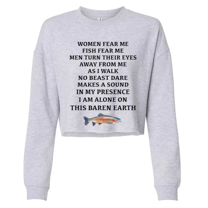 Woman Fear Me Fish Fear Me Turn Their Eyes Away From Me Cropped Pullover Crew