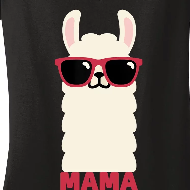 Wo Funny Mama Llama Drama Mama Llama Momma Tees Women's V-Neck T-Shirt