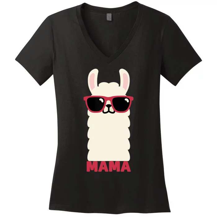 Wo Funny Mama Llama Drama Mama Llama Momma Tees Women's V-Neck T-Shirt