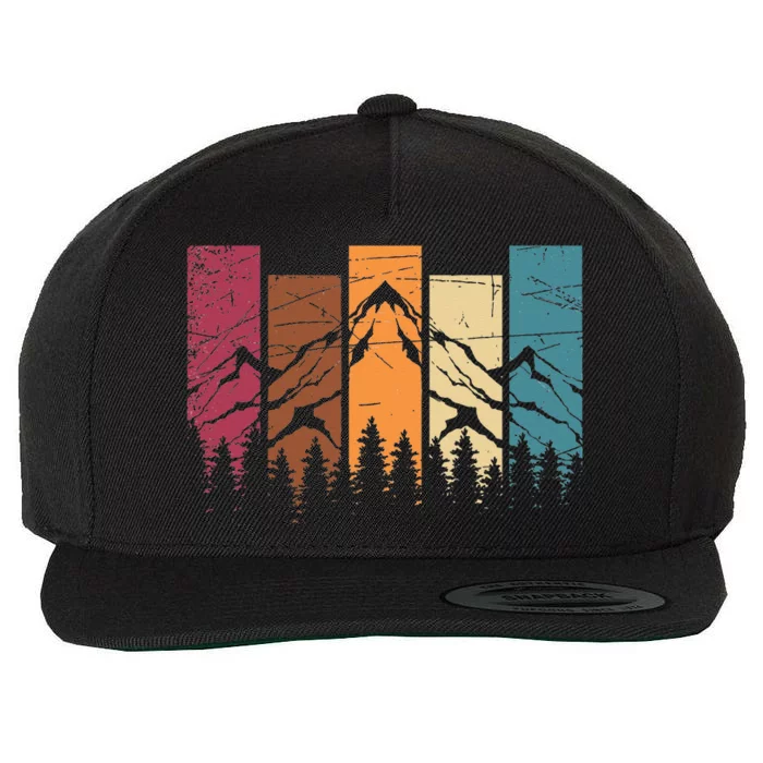 Wildlife Forest Nature Trees Retro Outdoors Mountains Hiking Wool Snapback Cap