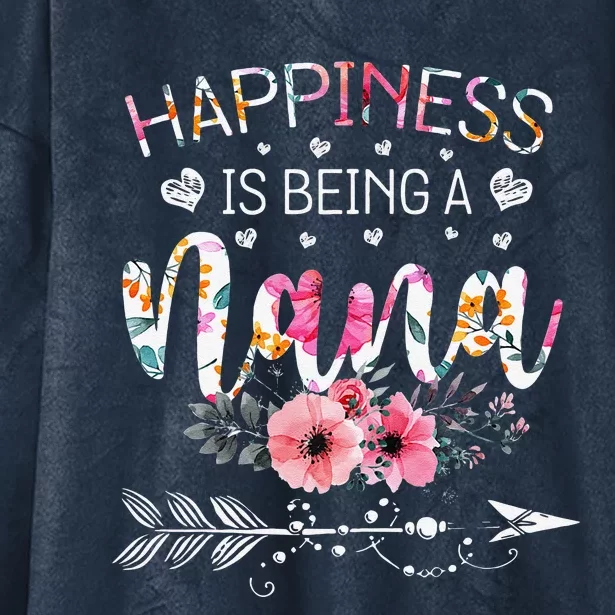 Womens Funny Nana Mother's Day Gifts Happiness Is Being A Nana Hooded Wearable Blanket