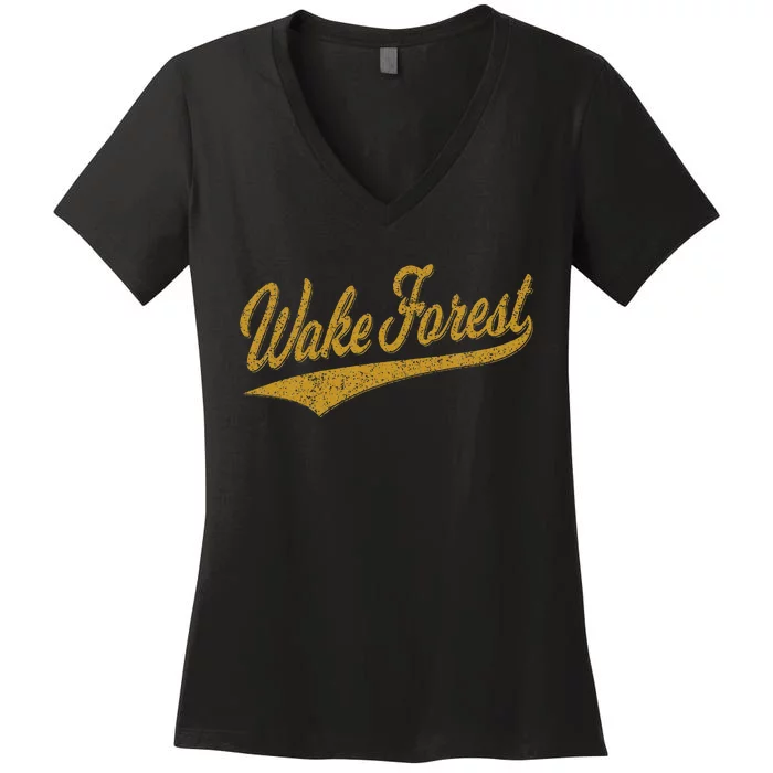 Wake Forest North Carolina Varsity Script Sports Jersey Women's V-Neck T-Shirt