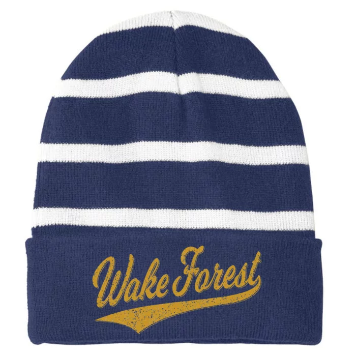 WAKE FOREST NORTH CAROLINA VARSITY SCRIPT SPORTS JERSEY Striped Beanie with Solid Band