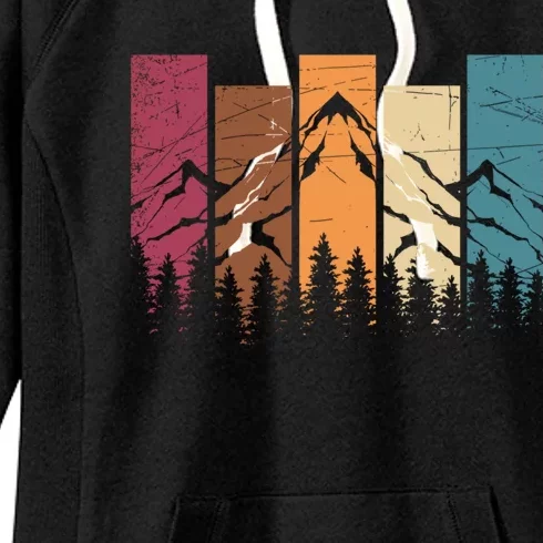 Wildlife Forest Nature Trees Retro Outdoors Mountains Hiking Women's Fleece Hoodie