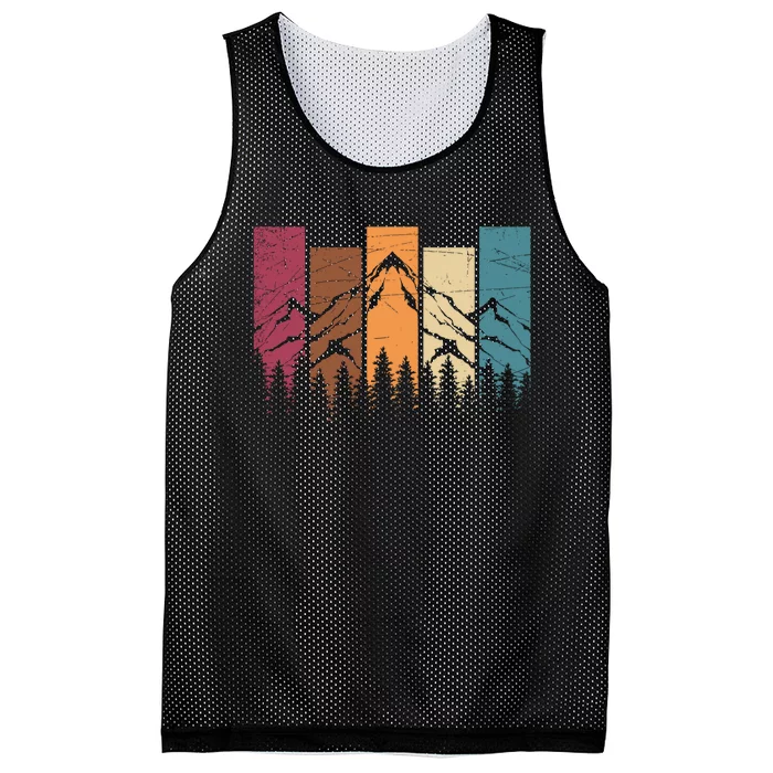 Wildlife Forest Nature Trees Retro Outdoors Mountains Hiking Mesh Reversible Basketball Jersey Tank