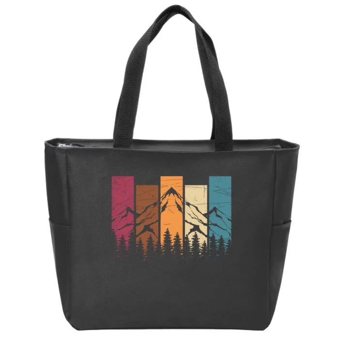 Wildlife Forest Nature Trees Retro Outdoors Mountains Hiking Zip Tote Bag