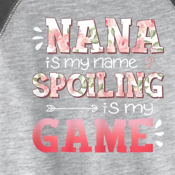 Women Floral Nana Is My Name Spoiling Is My Game Grandma Life Toddler Fine Jersey T-Shirt