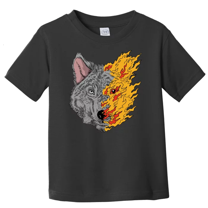 Wolf Face On Fire Toddler T-Shirt