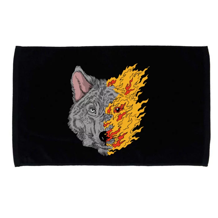 Wolf Face On Fire Microfiber Hand Towel